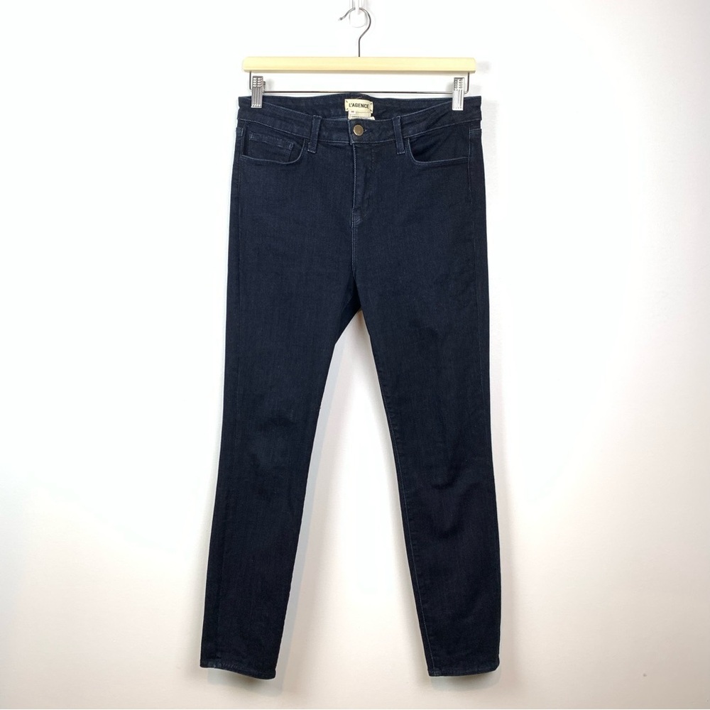 L'Agence Womens Denim Jeans Margot High Rise Dark Wash Skinny Leg Blue Sz 30